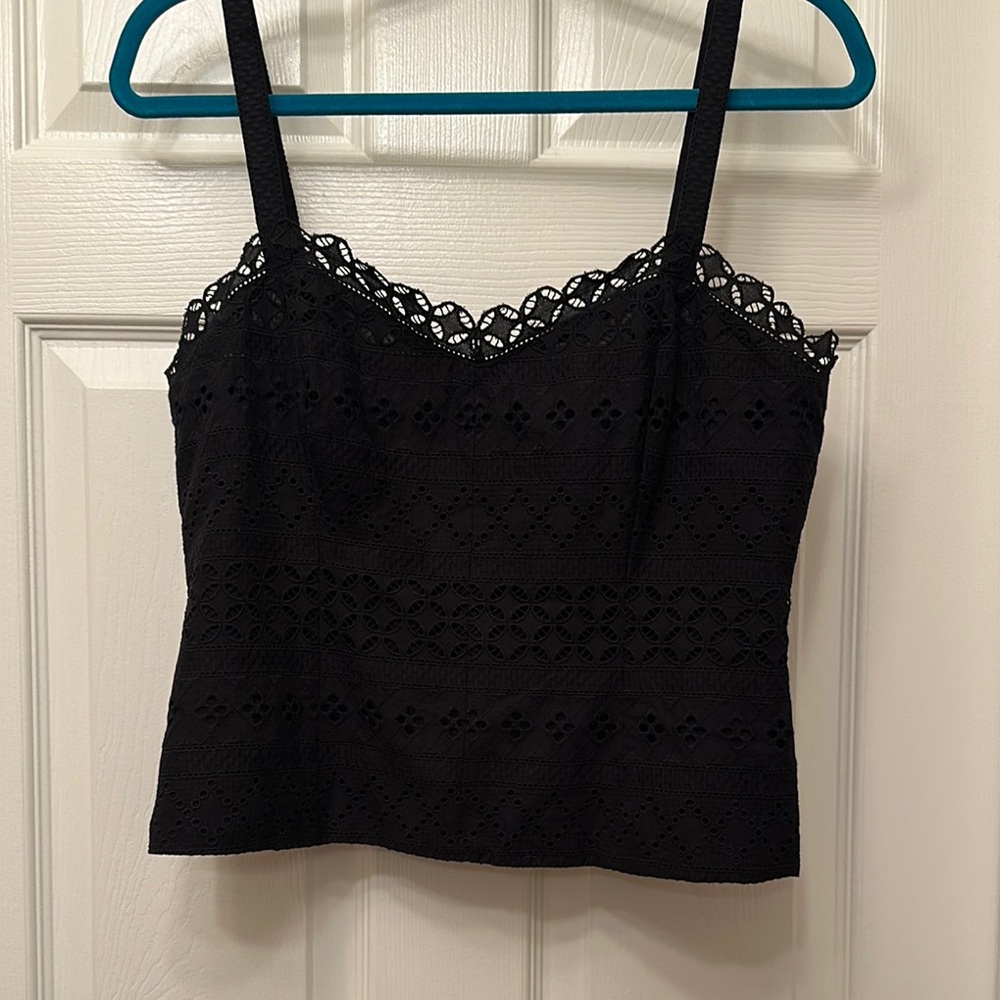 LOFT Black Eyelet Lace Camisole Tank